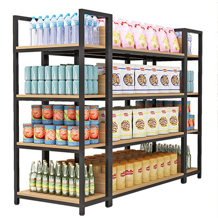 Customized Supermarket Racking Snack Display Wooden Metal Supermarket Spice Shelf Display Racks Pharmacy Products Racks