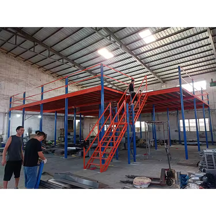 Heavy Duty Steel Mezzanine Floor Racking System with Staircase Platform for Warehouse Storage and Space Optimization