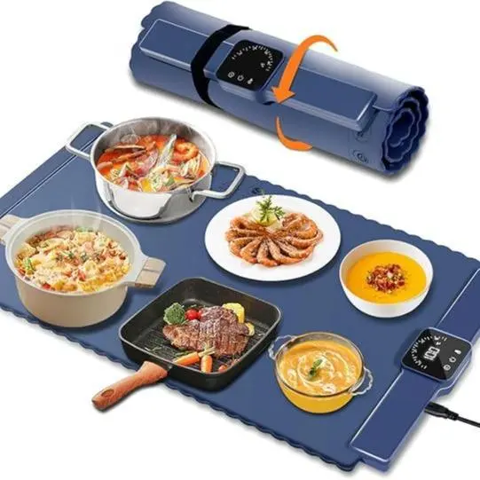 Fast Heating Food Portable Silicone Heating Tray Food Warmer Mat Foldable Silicone Food Warming Mat For Table With Adjustable Temperature Settings