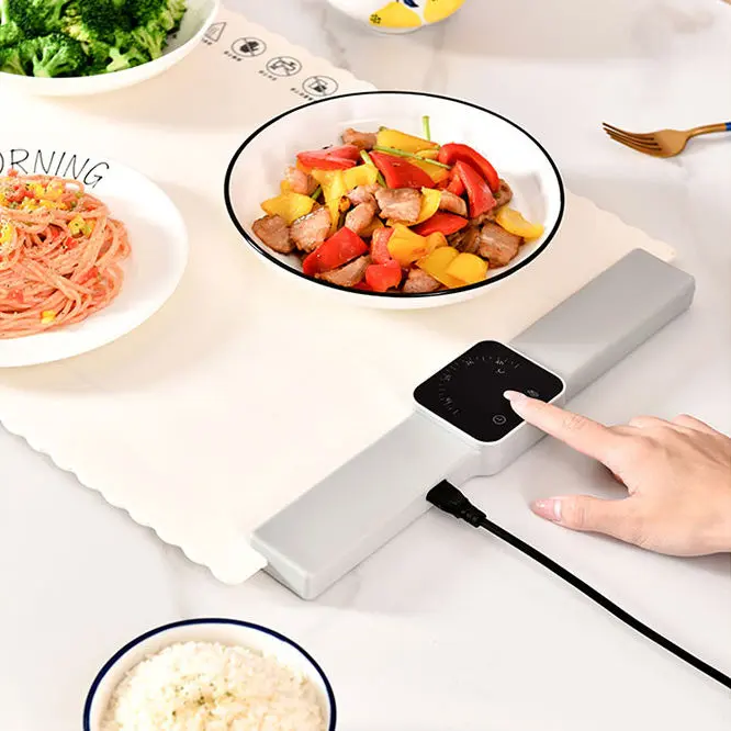Custom Logo Portable Kitchen Foldable Roll up Heating Pad Electric Warming Tray for Food Warmer Silicone Heating Mat with 5 Temperature Settings