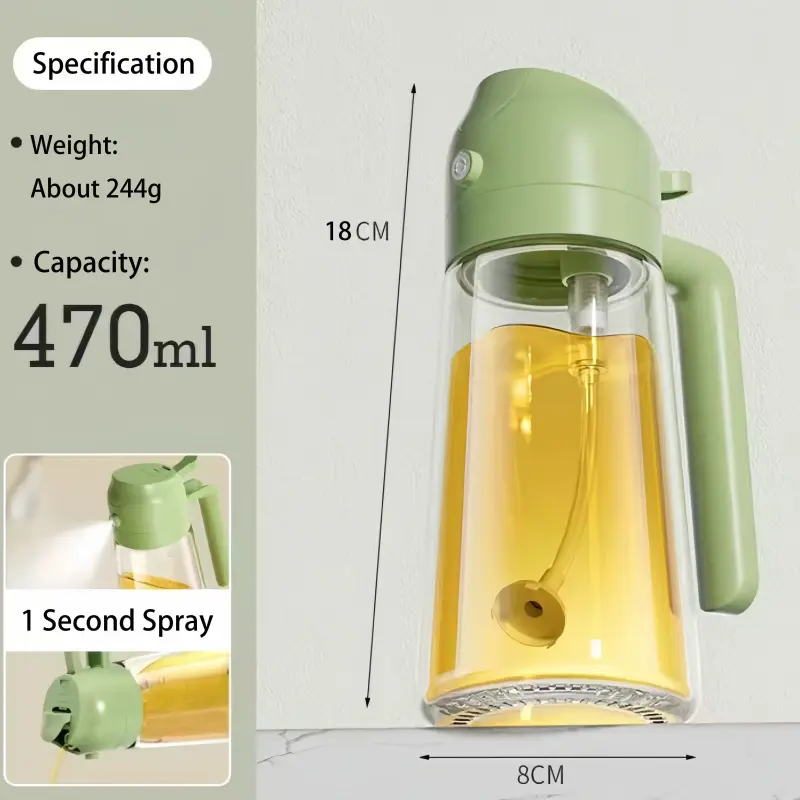 470ml 600ml 2 in 1 Food Grade Spray Pour Dual-use Oil Spray Bottle Visible Glass Oil Bottle For BBQ Salad Cooking