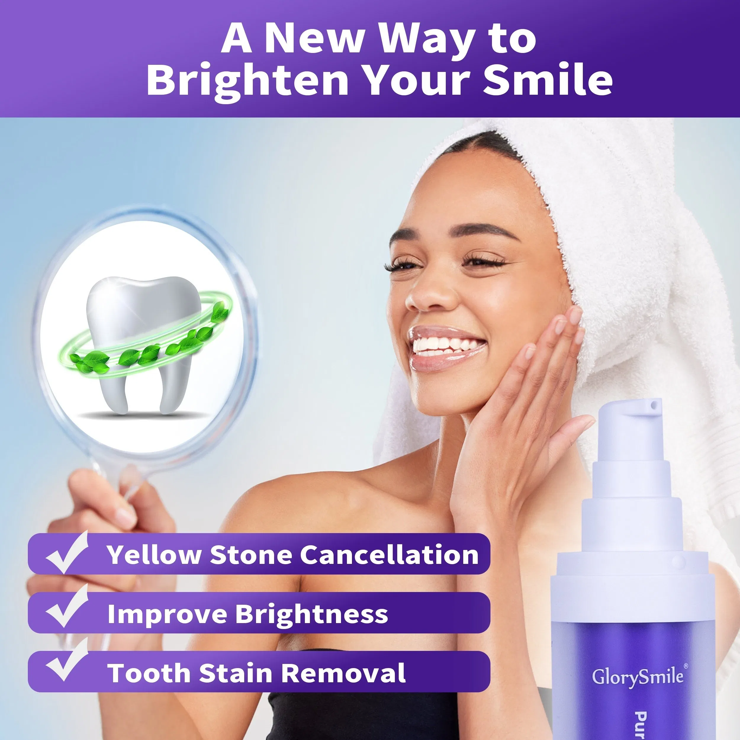 Glorysmile V34 Purple Toothpaste Teeth Whitening Brighten Teeth Remove Stain