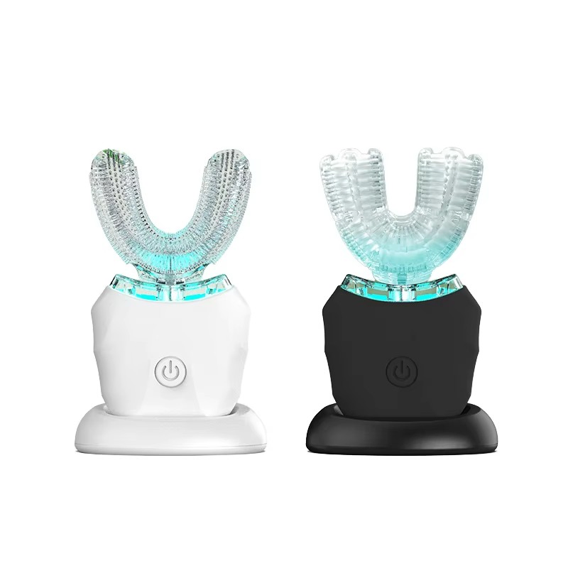 Award-Winning Product OEM U-Shape 360 Degrees Automatic Sonic Electric Toothbrush Full Oral Cleaning Blue Light Teeth Whitening Silicone U-Shaped Brush