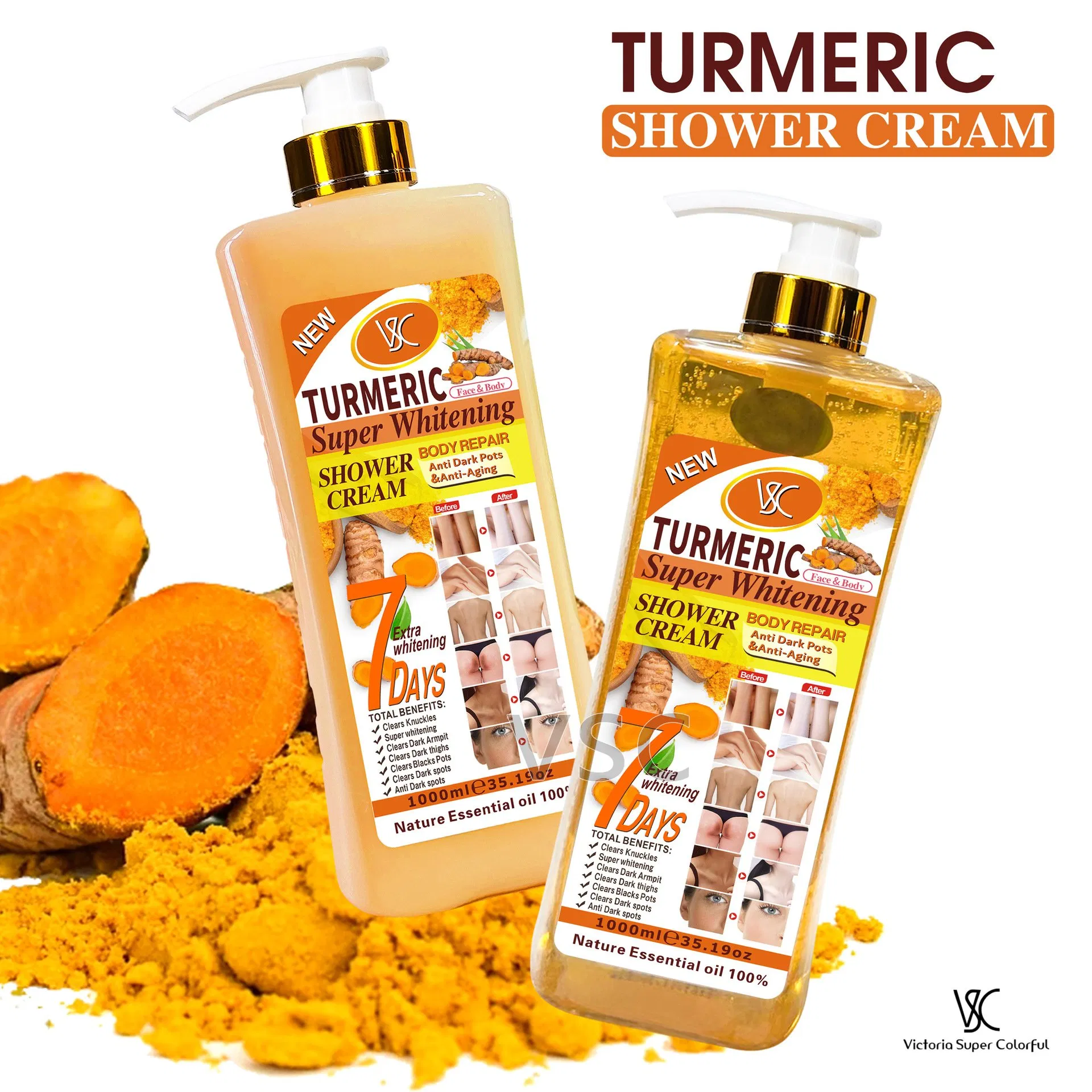 Shower Gel Vitamin C Turmeric Fruits Body Wash Whitening Moisturizing Exfoliating Scrub