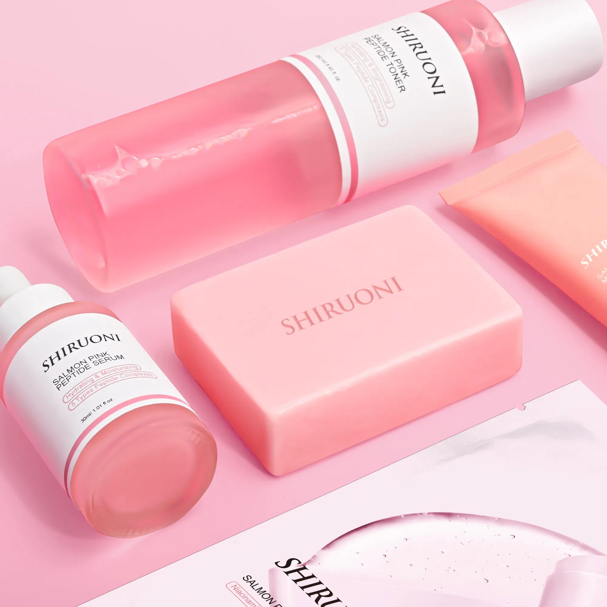 Private Label Korean Skin Care Set Moisturizing Salmon Serum Dropper Pdrn Mask Toner Soap Cream Skincare Set