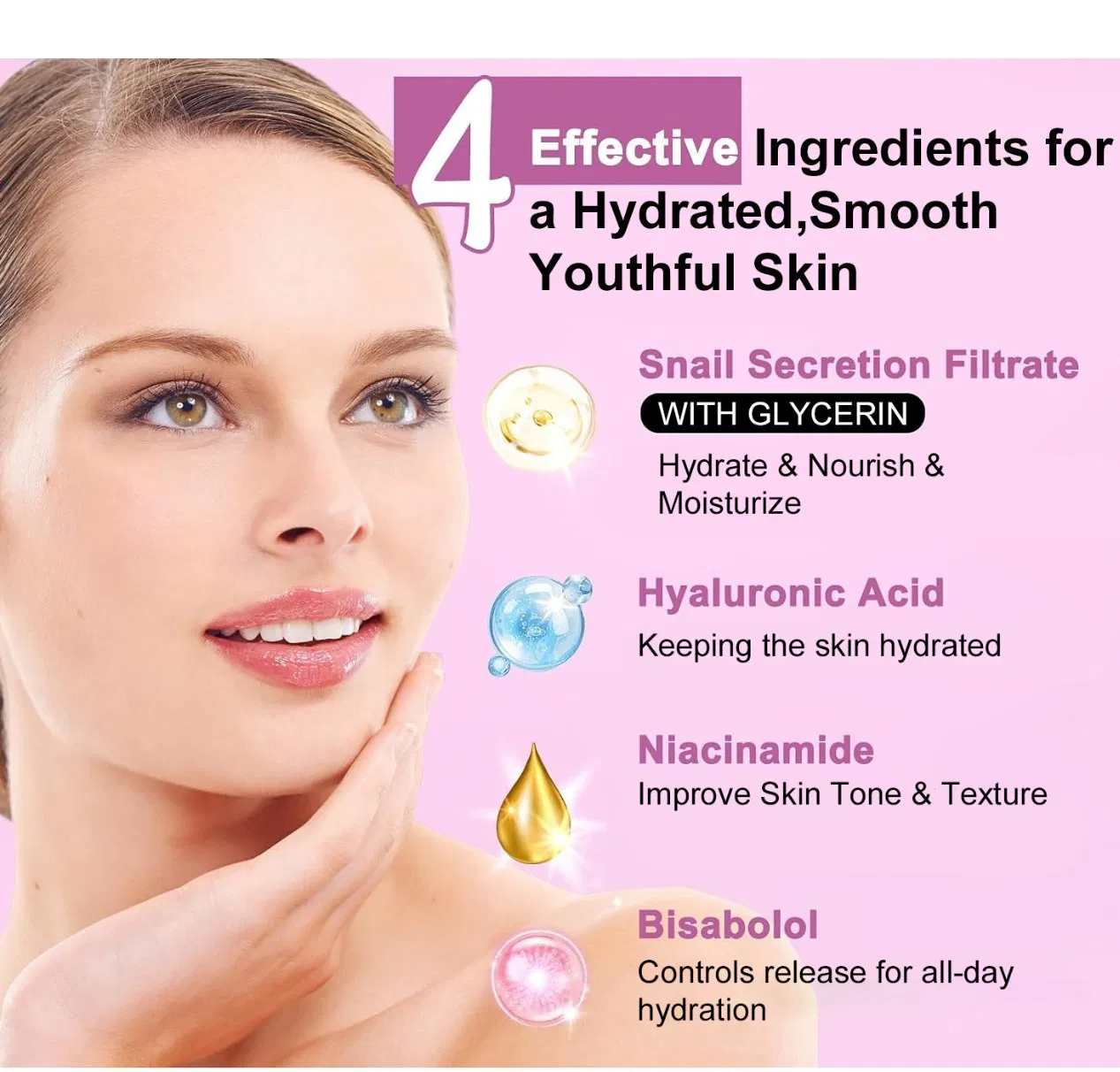 Skin Care 3PCS Snail Collagen Hydrating Functional Face Care Material Whitening Anti-Wrinkle Snail Mucin Face Cream Eye Cream and Cleanser Skin Care Set