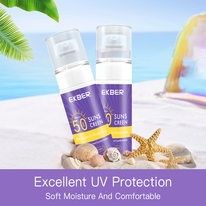Bulk Sale Ekber Summer Skin Care Organic Sunblock Cream Physical Sun Care 60ml SPF50+++ UV Protection Sunscreen Cream