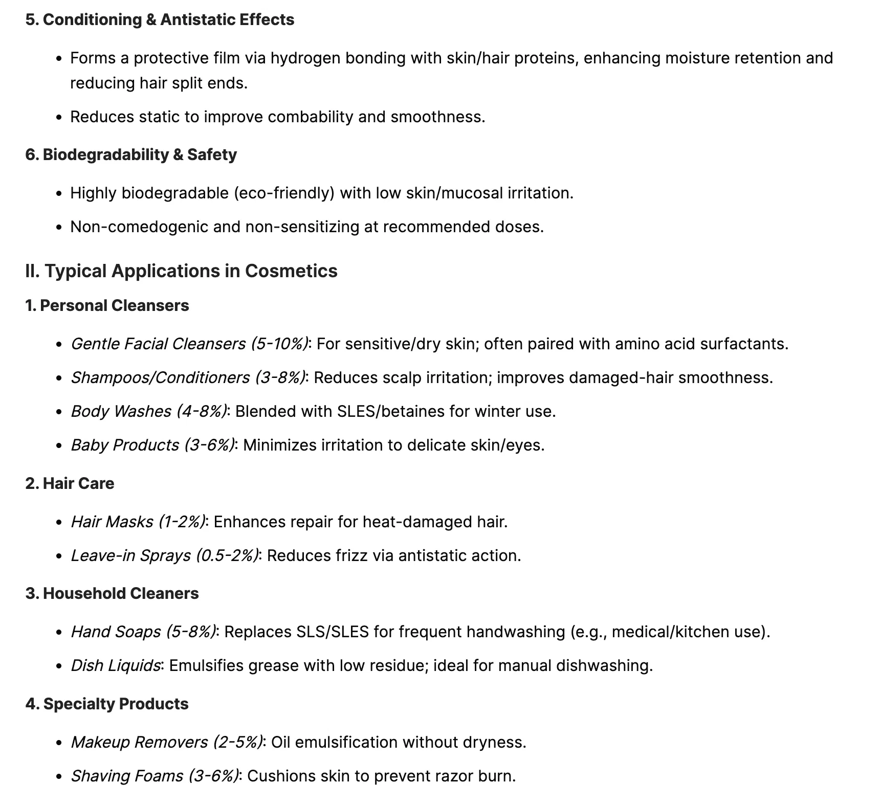 Hair Care Manufacturing Detergent Surfactant