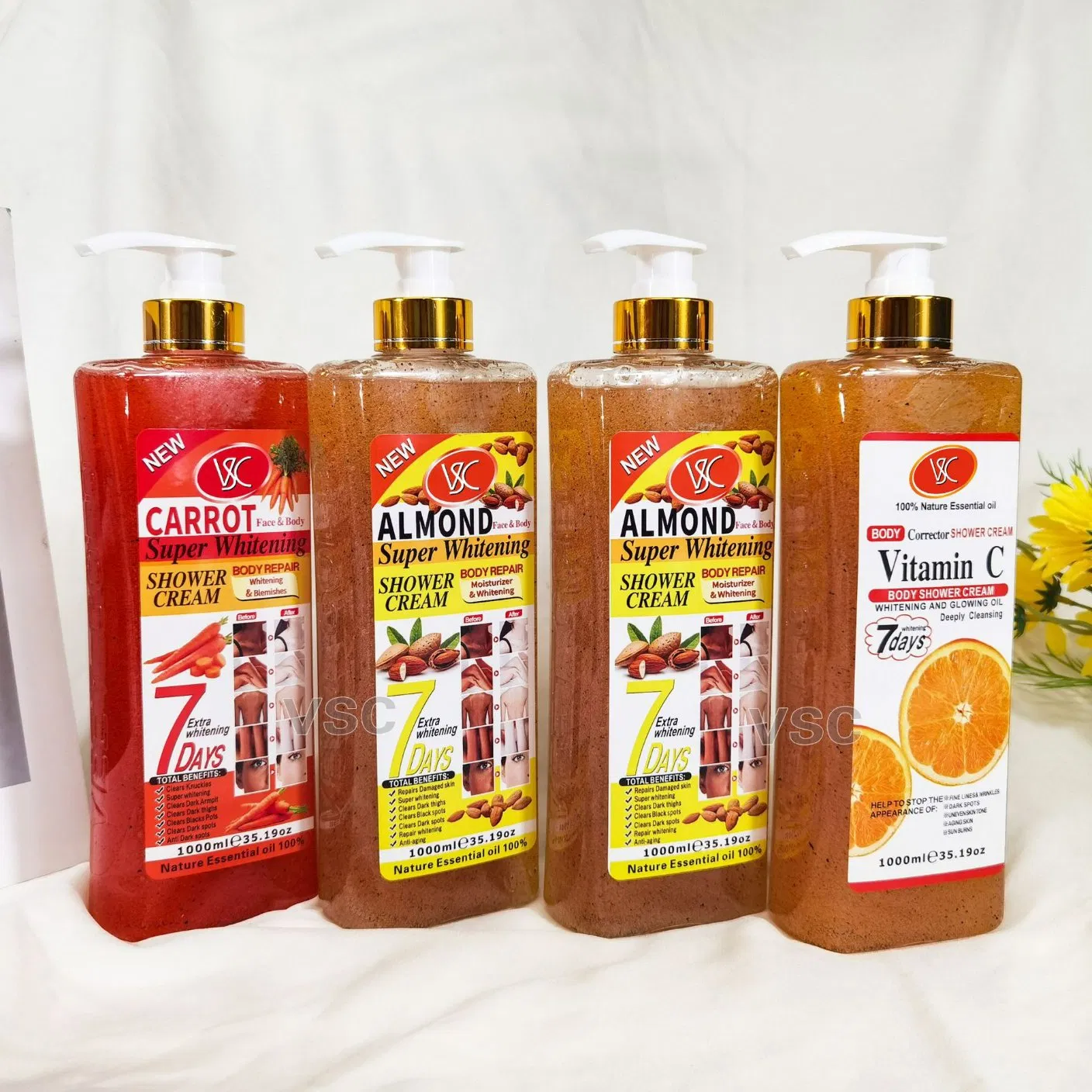 Shower Gel Vitamin C Turmeric Fruits Body Wash Whitening Moisturizing Exfoliating Scrub