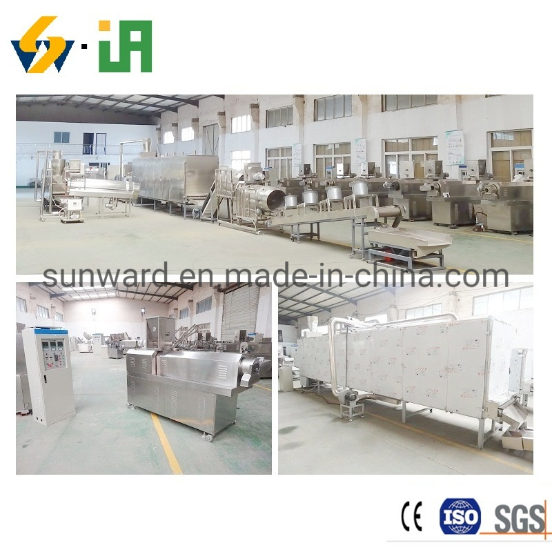 Double-Screw Bite Size Organic Rice and Corn Ingredients Filled Puffed Snacks Manufacturer Production Line Extruder and Drying Equipment