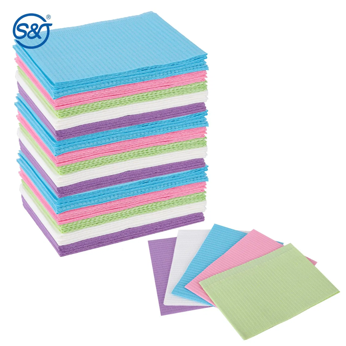 SJ Waterproof Patient Napkins CE Medical Tray Cover Table Nail Covers Patient Disposable Dental Bibs for Oral Care Teeth Whitening