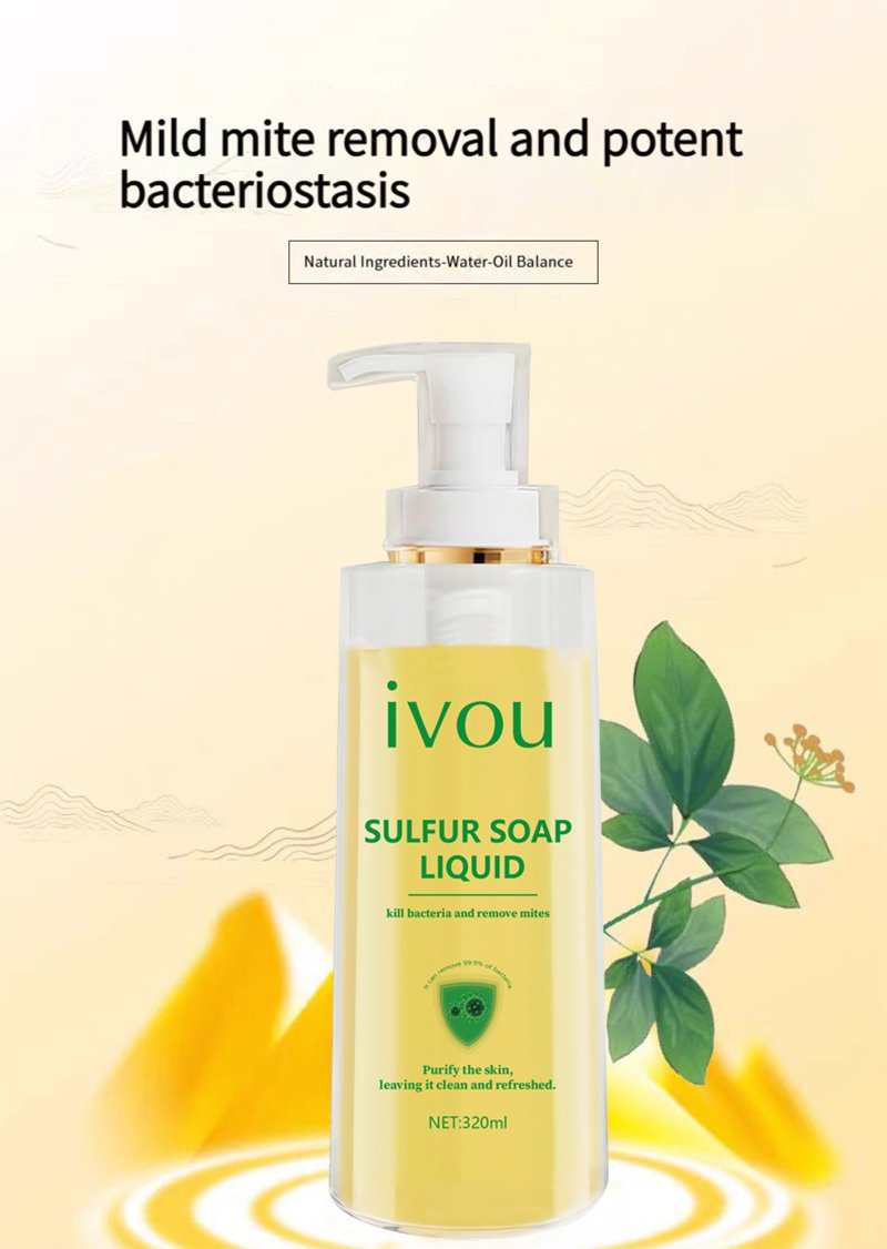 300ml Body Care Sulfur Soap Liquid Oil Control Bactericidal Soap Liquid Dark Mic Recommented