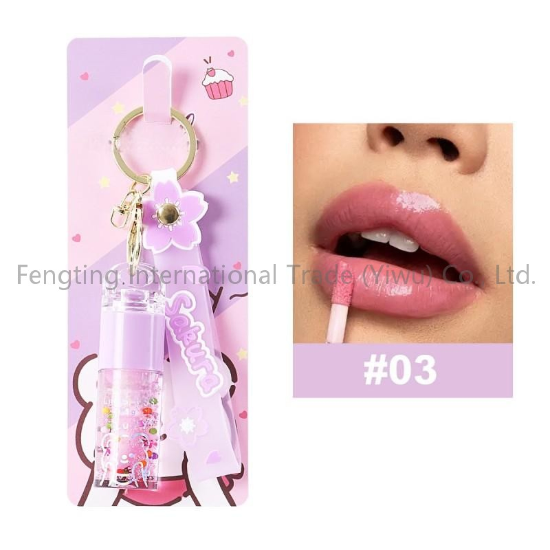 Wholesale Private Label Luxury Vegan Lip Gloss Key Chain Long Lasting Moisturizing Herbal Super Shimmer Glitter Lip Plumping Oil for Brazil Market