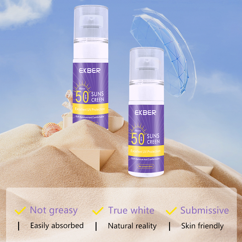 Bulk Sale Ekber Summer Skin Care Organic Sunblock Cream Physical Sun Care 60ml SPF50+++ UV Protection Sunscreen Cream