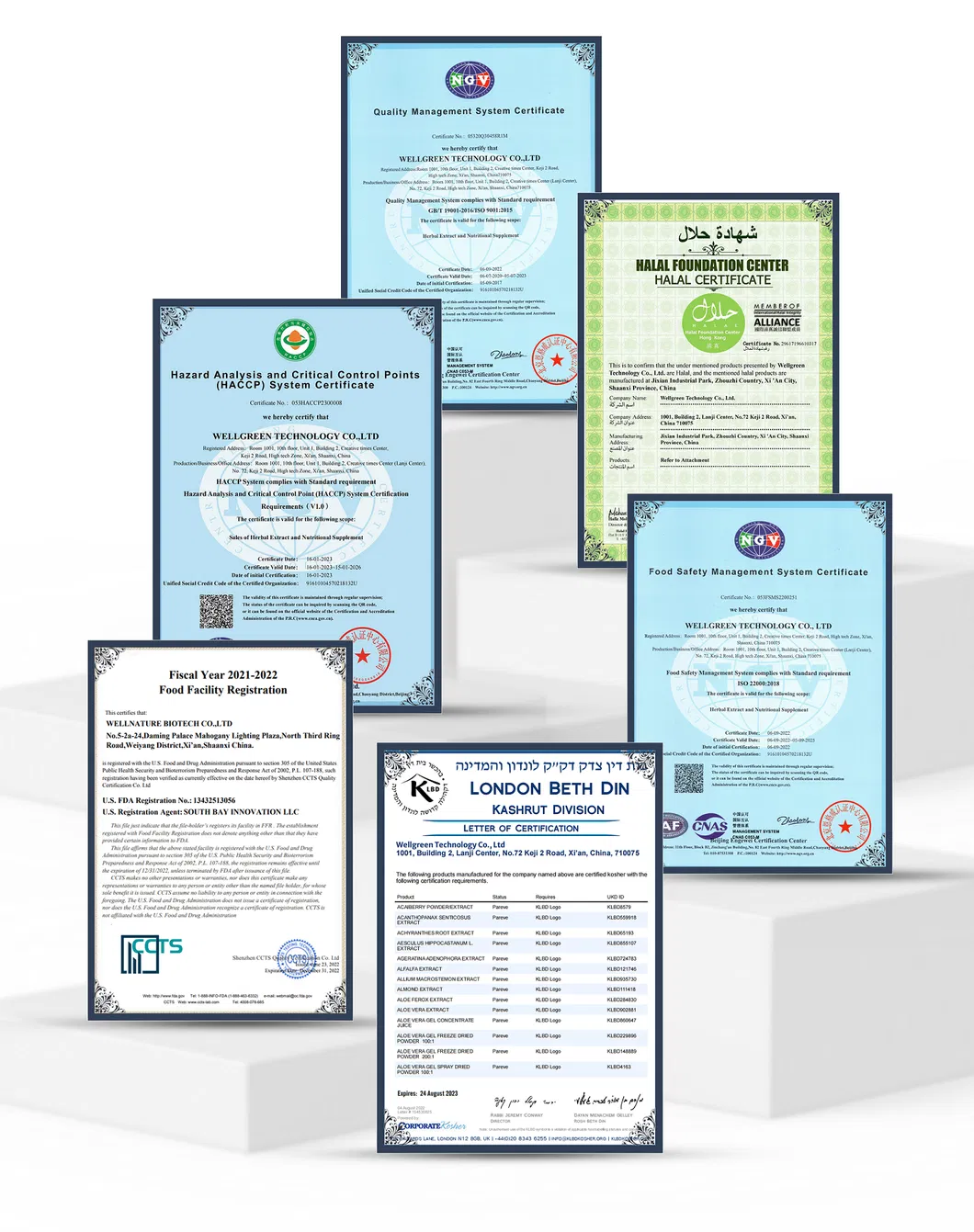 Certificaciones orgánicas y de seguridad alimentaria