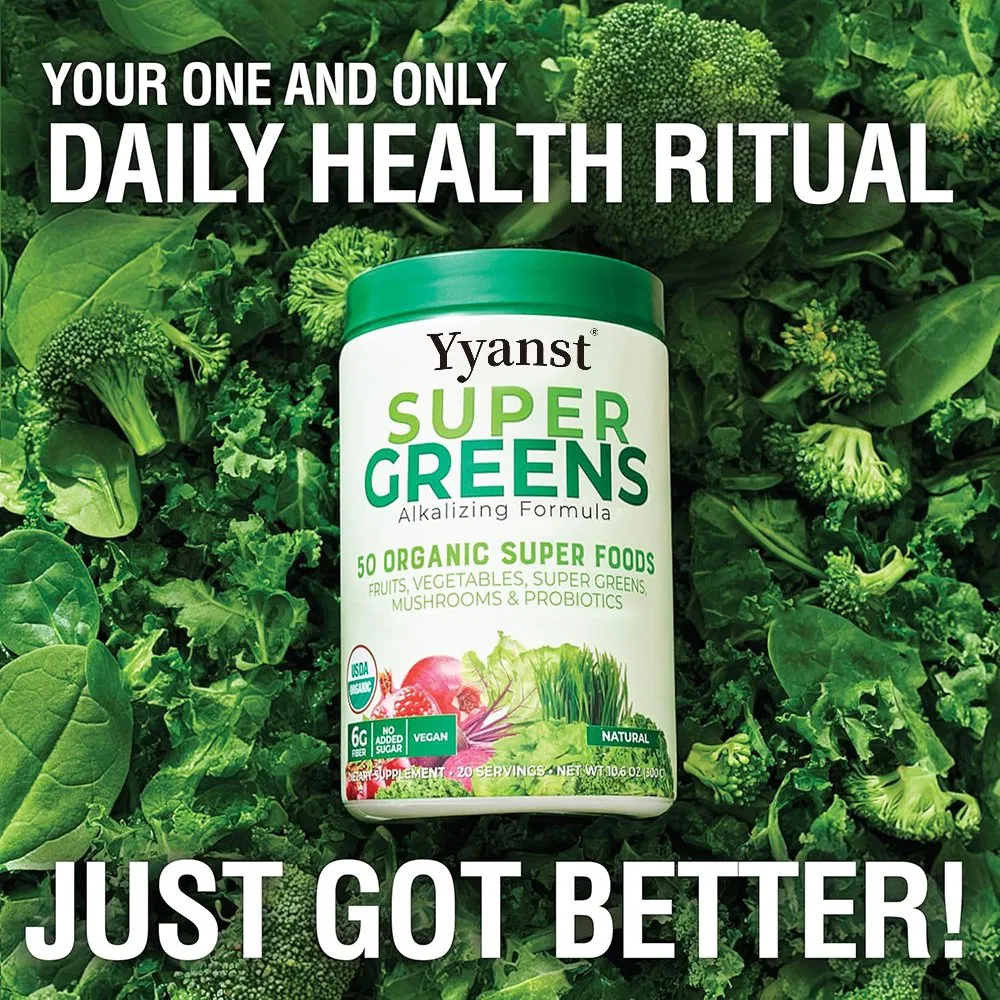 OEM Super Greens 50 Polvo Orgánico de Frutas y Verduras con Hongos y Probióticos en Polvo de Verduras
