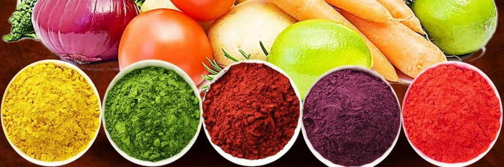 Ingrediente de comida orgánica colorante pigmento rojo/amarillo verde púrpura polvo vegetal natural/polvo de fruta