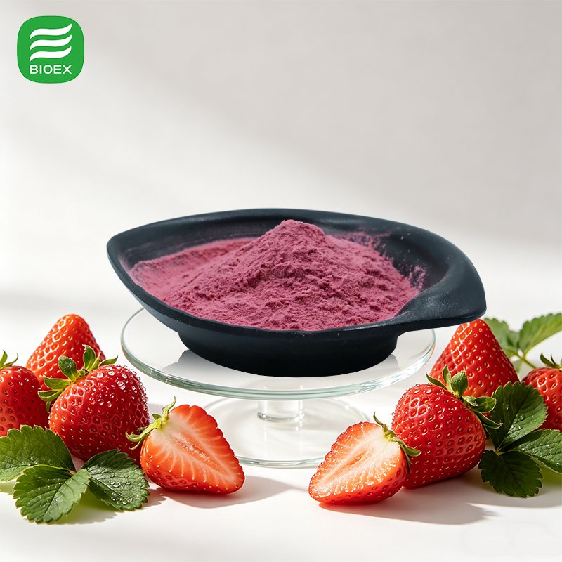 Polvo de fresa liofilizada de grado alimenticio para bebidas