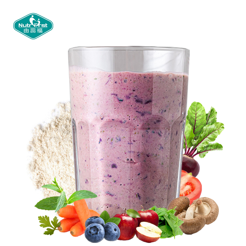 Polvo de superalimento de proteína vegana de OEM para mantener músculo, frutas naturales, verduras, vitaminas y champiñones