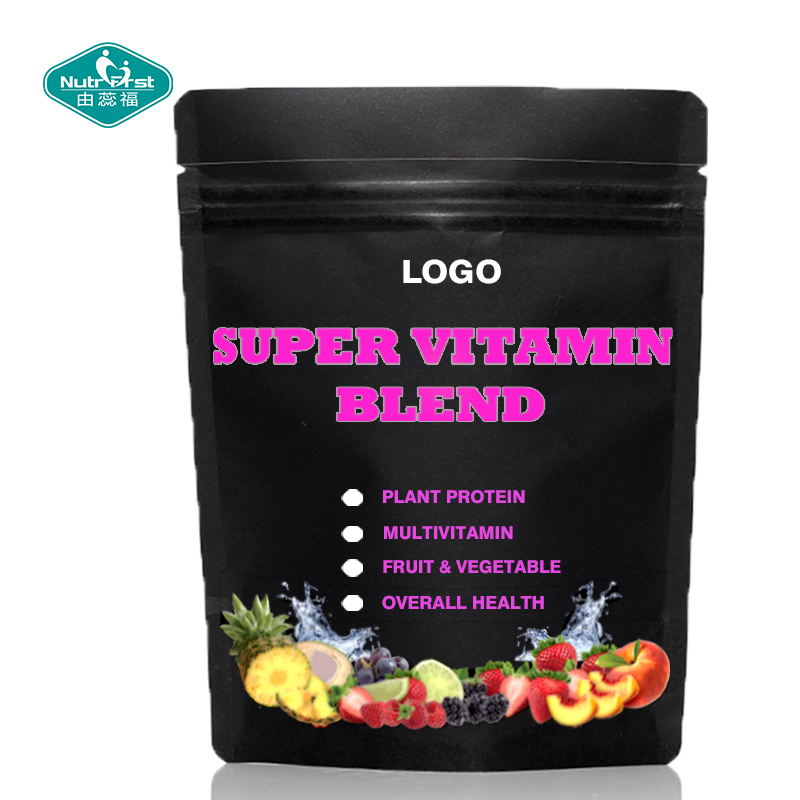 Polvo de superalimento de proteína vegana de OEM para mantener músculo, frutas naturales, verduras, vitaminas y champiñones