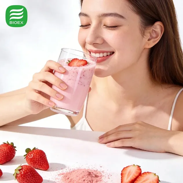 Polvo de fresa liofilizada de grado alimenticio para bebidas