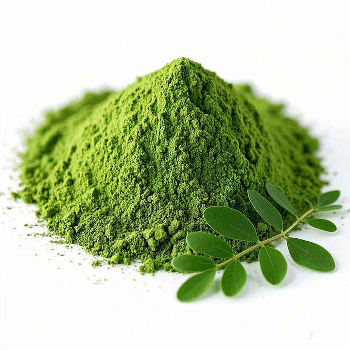 Suplemento de superalimento verde en polvo de moringa orgánica Biochealth con vitamina A, E, K, hierro, calcio y fibra para adultos