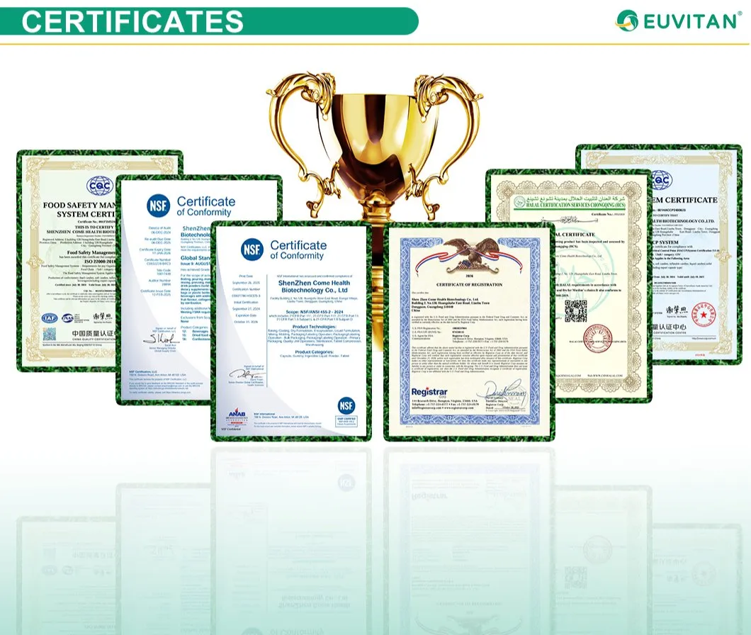 Certificaciones del producto GMP COA ISO MSDS