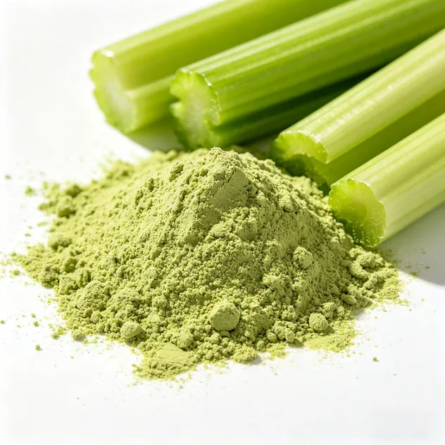 Extracto de semillas de verduras frescas, raíz, hojas secas, verde / natural / puro, polvo de apio