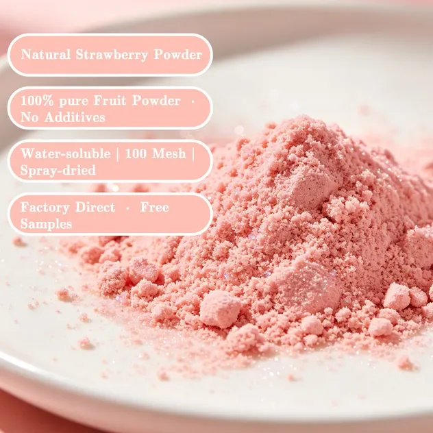 Polvo de fresa liofilizada de grado alimenticio para bebidas