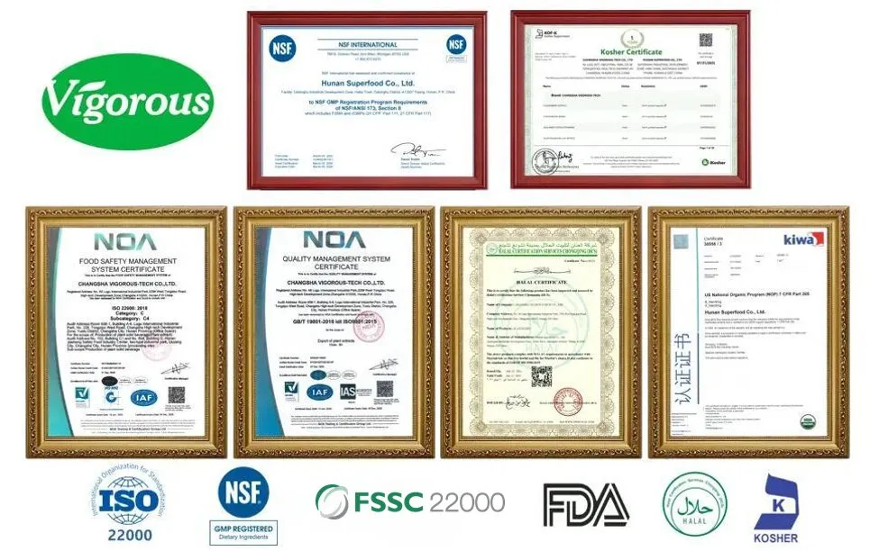Certificados de calidad alimentaria y farmacéutica