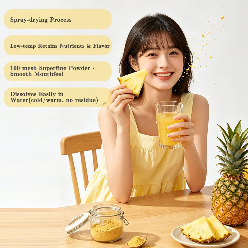 Polvo de jugo de piña deshidratado por pulverización para bebida tropical