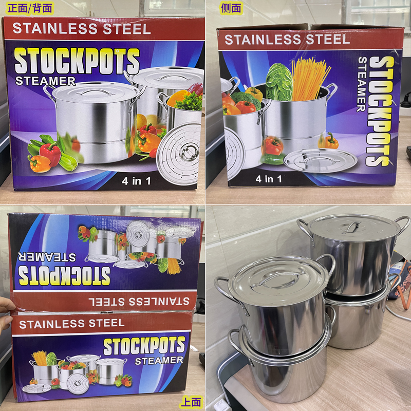 14 Pieces Stainless Steel 24/26/28/30cm Big Stock Pot Commercial Kitchen Cooking Pots Commercial Cookware Stock Pots