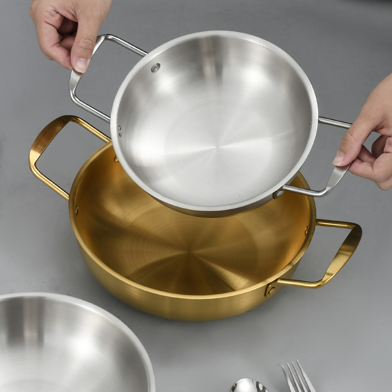 Stainless Steel Cooking Pot Korea Style Metal Wok Saucepan Kitchen Noodles Milk Soup Egg Seafood Pot