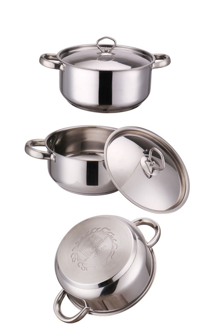 High Quality Luxury Kitchen Cookware Sets Triply Stainless Steel Gold Handle Casserole Induction Bottom 15pcs Cooking Pot Set