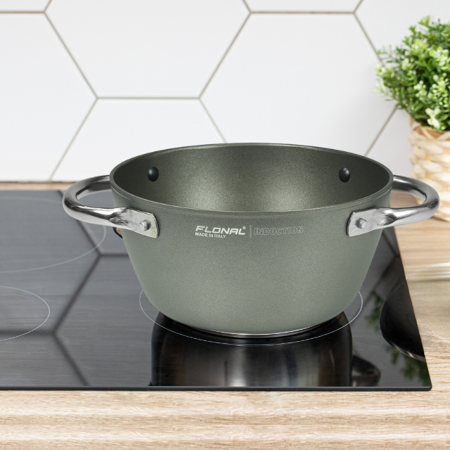 Gemma Eco Dutch Oven 24cm Made from Recycled Aluminum Non Stick Coating Glass Lid Induction Base and Oven Safe Kitchen Cookware