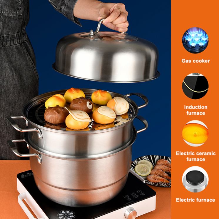 Wholesale Kitchen Korean Food Grade Soup Stainless Steel Pot Food Steamer Cooking Steamer Pot Cookware