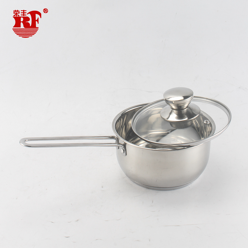 Multifunctional Stainless Steel Induction Saucepan Milk Pot With Glass Lid Sauce Pan With Tempered Glass Lid With Single Handle