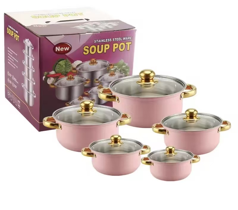 Best-selling in Africa10-Piece Stainless Steel Saucepan Set Heavy Duty Thickened Modern Eco-FriendlyKitchen Cooking Pots Pans