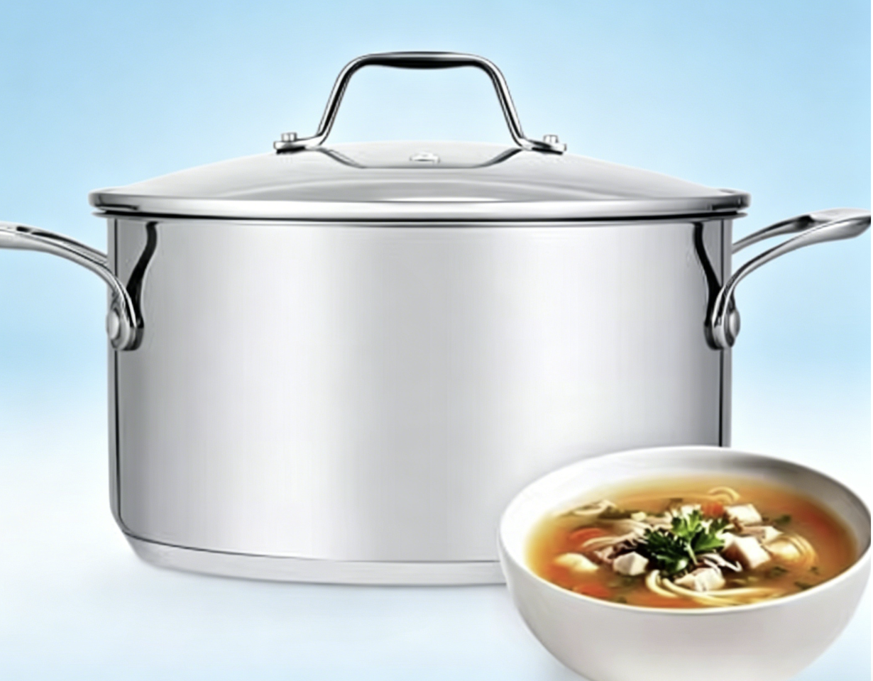 Stainless Steel 18-8 Food Grade All-Stovetop Safe Stockpot Dutch Oven Casserole Simmer Soup Pot Glass Lid