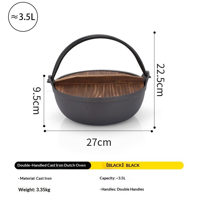 Outdoor Dutch Oven Camping & Home Cooking Suki Non-Coated Non-Stick Thickened Wok Eco-Friendly Heat Preservation Cookware