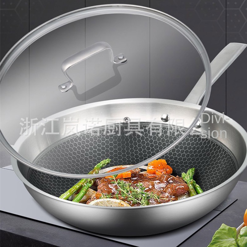Lennon Household 304 Stainless Steel Three-Piece Cookware Gift Set Modern Simplicity Non-Stick Three-Layer Bottom Wok Pan Soup