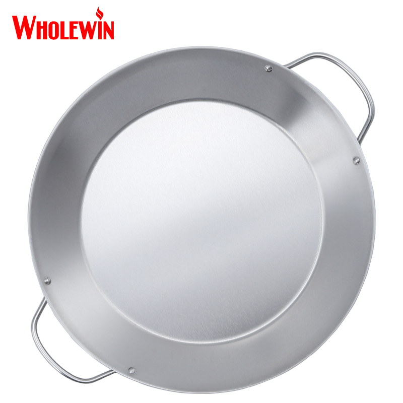 Spanish Steel Wok Pan Chef Grill Pan for BBQ and Paella Induction Compatible Metal Cooking Pan for Home Use