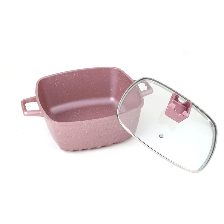 2022 High Quality Professional Non Stick Pink Cookware Sets Granite Aluminum