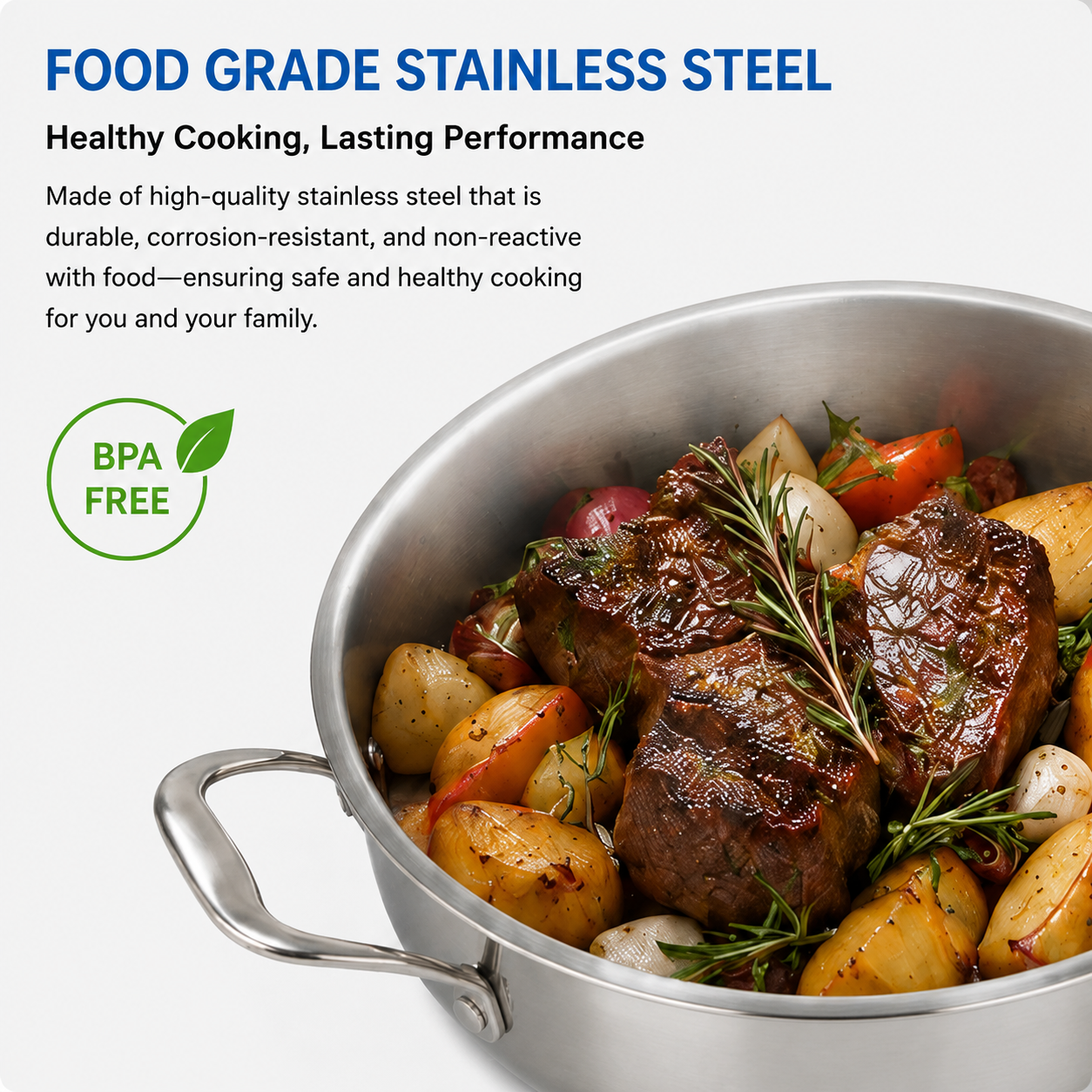 Factory New Arrival Tri-ply Stainless Steel Dutch Oven Cooking Pot Set Eco-Friendly Oven Safe Tempered Glass Lid Dishwasher Safe