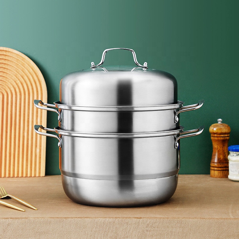 Multi-function 2Layer/3Layer Stainless Steel Stock Steamer Pot 28/30CM Couscous Pot Cooking Pot