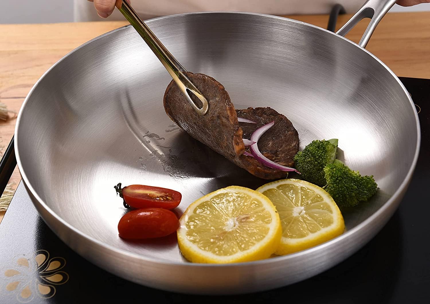 Tri-ply Stainless Steel Frying Pan Set Skillets Chef's Pans Induction Cookware 18cm-20cm-22cm