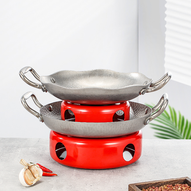 Commercial Stainless Steel Retro Seafood Dish Deep Pot Dry Plate Old Wine Making Stove Commercial Double Ear Cooking Pot