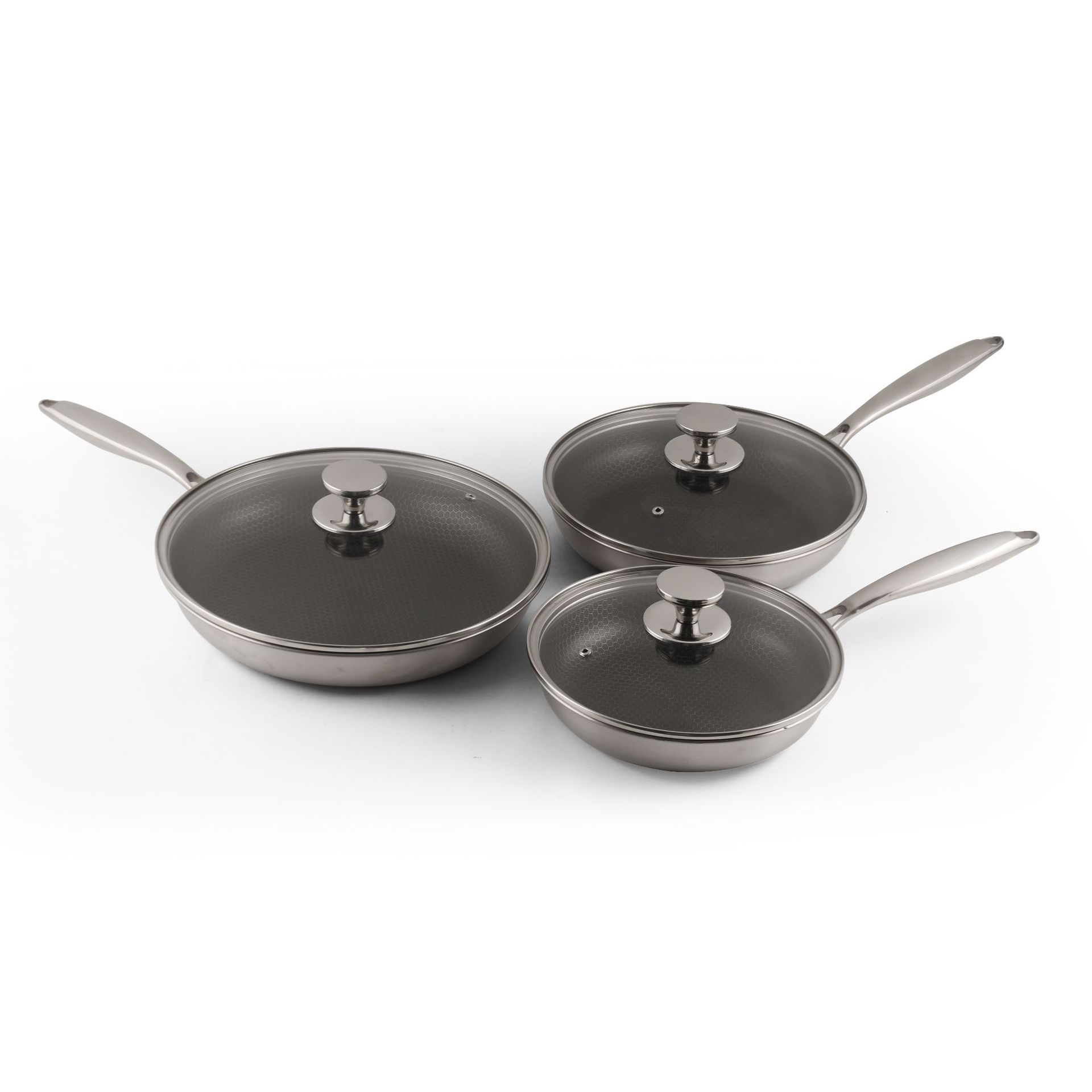 Customized 304 Stainless Steel Honeycomb Non-Stick Frying Pan Universal Induction Gas Cooker Suit Cookware for Steak