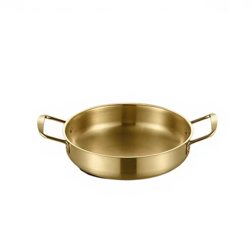 Creative Gold Nonstick Stainless Steel Skillet Frying Pan Nordic Household Fancy Restaurant Spanish Seafood Paella Pot