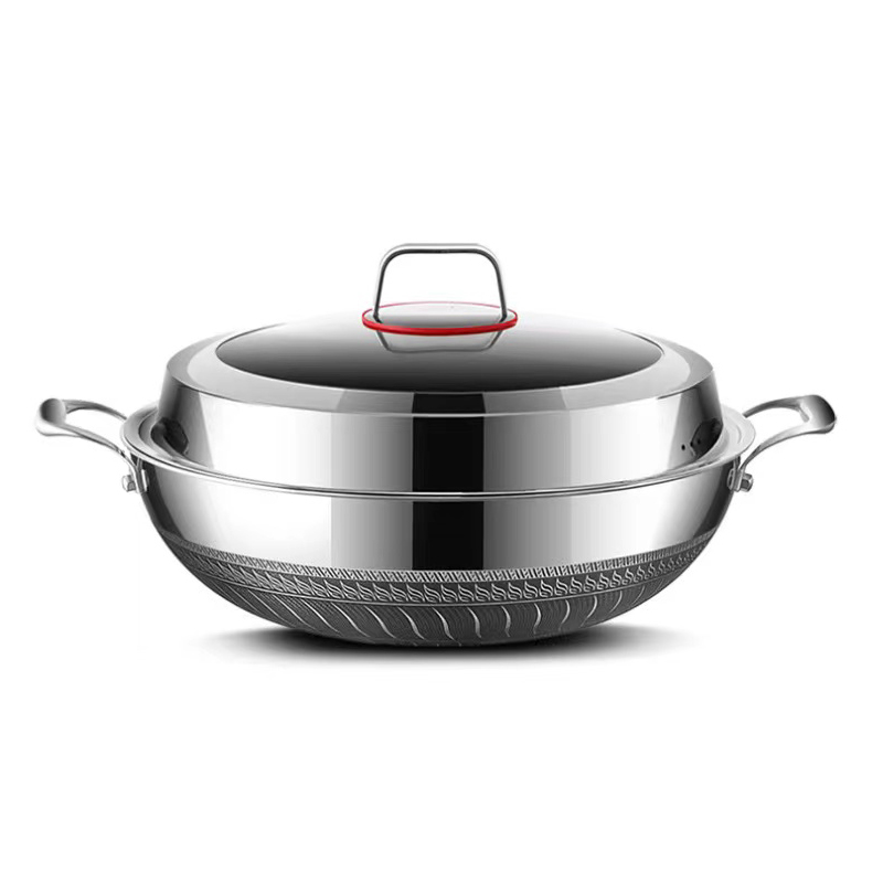 DSFOM 5103 316 Stainless Steel Honeycomb Cookware Large Capacity 36 38 40 42cm Wok with Two Ears